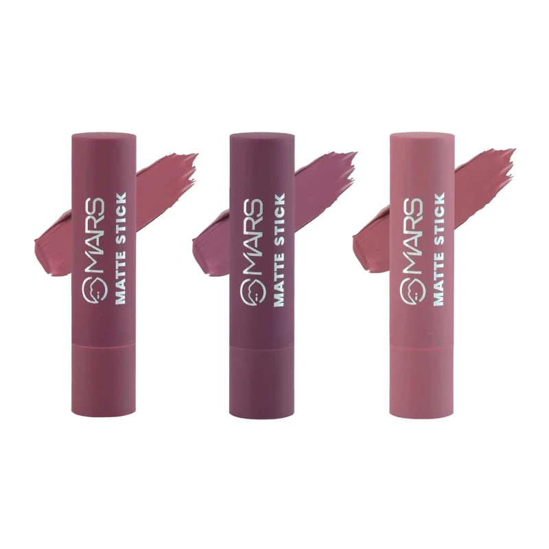 MARS Matte Box Set of 3 Lipsticks for Women | Long-Lasting | Smooth Finish | Moisturising | One Swipe Pigmentation | (3x3.2 gm) (03-Plum) thumbnail 2